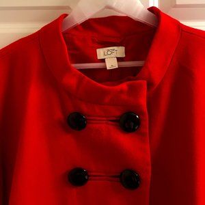 Red Wool Flared Double Breasted Jacket by LOFT Women SIZE XL